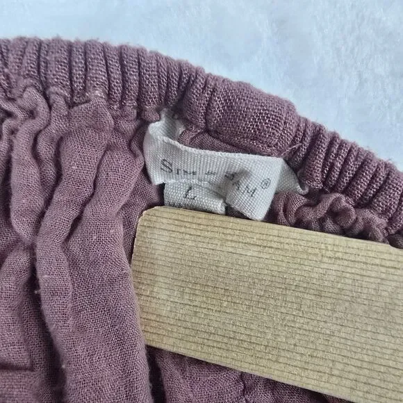 Sim & Sam Milkmaid Gauze Midi Dress Women Large Mauve Clay Smocked Puff Sleeve - Picture 6 of 7